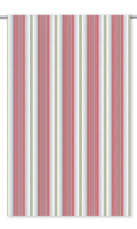 Striped Home Decor Fabric Sample (Powder Blue/ Crimson Pink/ Olive Green)