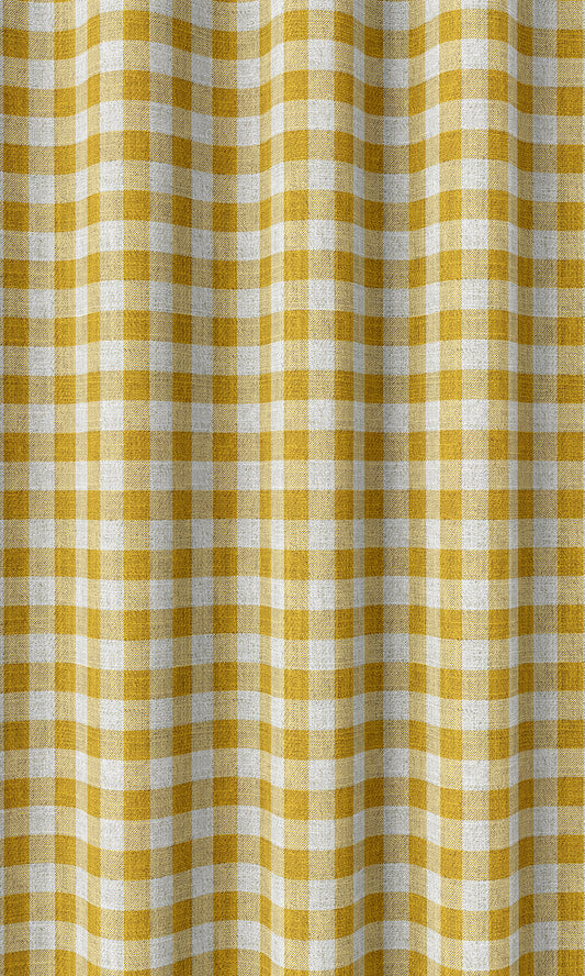Checked Home Decor Fabric Sample (Deep Yellow/ White)