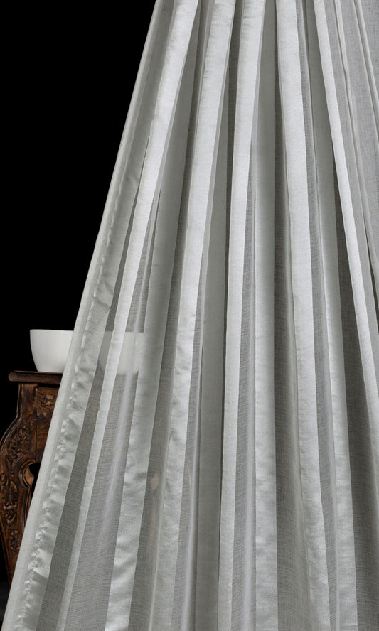 Striped Sheer Window Curtains (Grey)