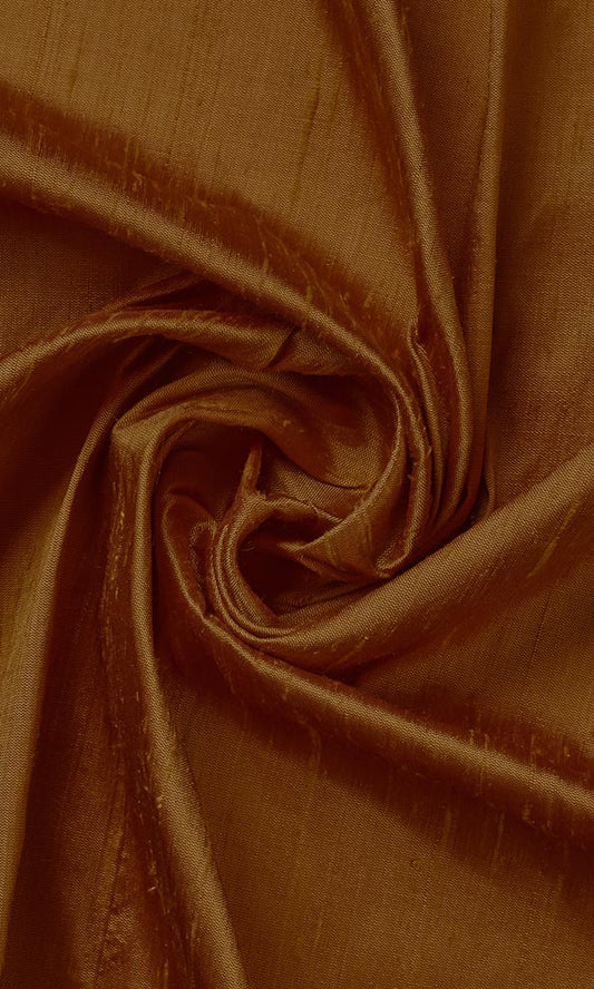 Pure Silk Home Decor Fabric By the Yard (Copper Orange)
