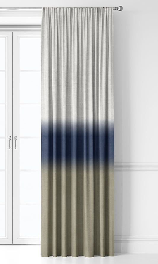 3-Tone Ombre Window Curtains (Blue/ Stone Grey)