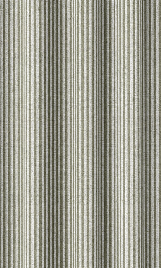 Striped Home Décor Fabric By the Yard (Olive Green/ White)