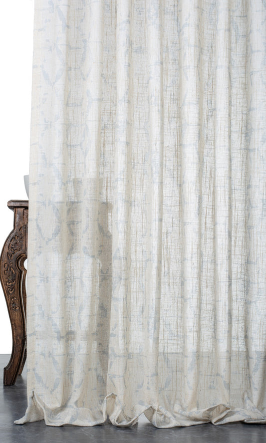 Self-Patterned Sheer Window Curtains (Cream/ Grey)