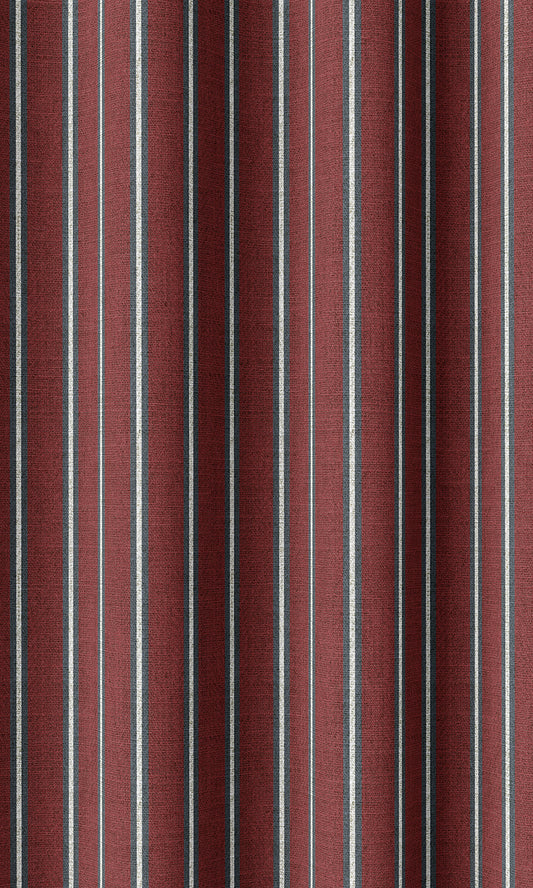 Modern Striped Home Decor Fabric Sample (Slate Grey/ Red)