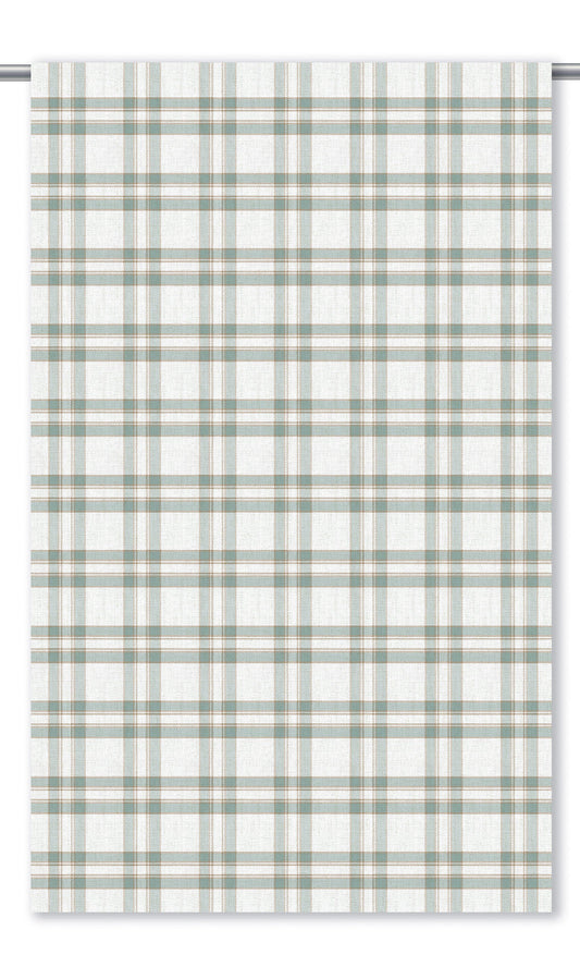 Plaid/ Checked Home Decor Fabric By the Yard (White/ Aqua Blue/ Seafoam Green)