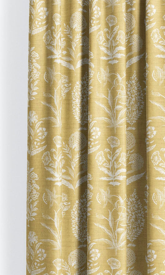 Floral Print Curtain Panels (Corn Yellow/ White)