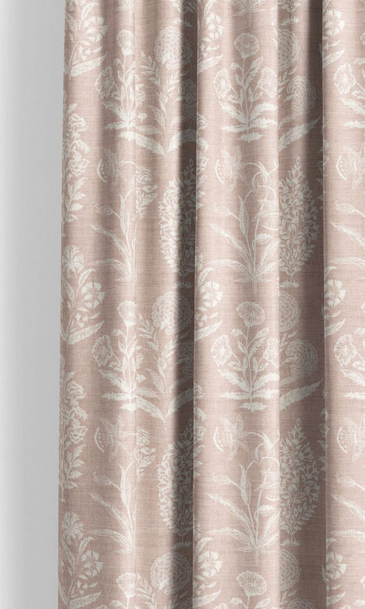 Floral Print Curtain Panels (Blush Pink/ White)