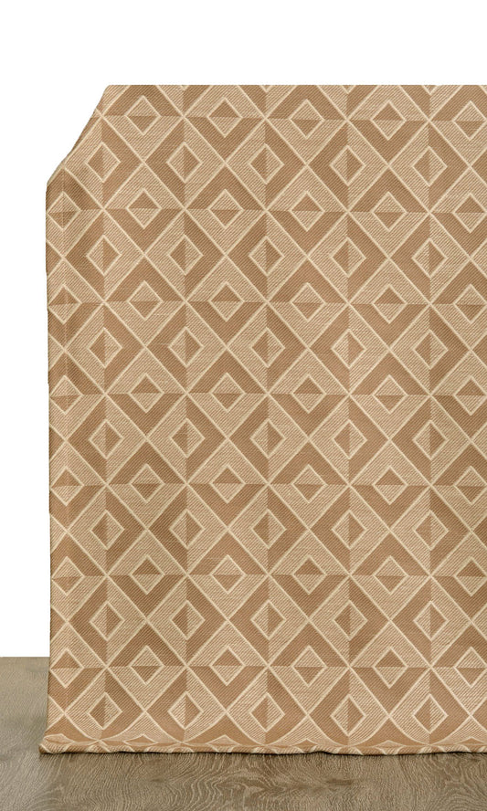 Argyle Patterned Home Decor Fabric Sample (Pale Tan/ Brown)