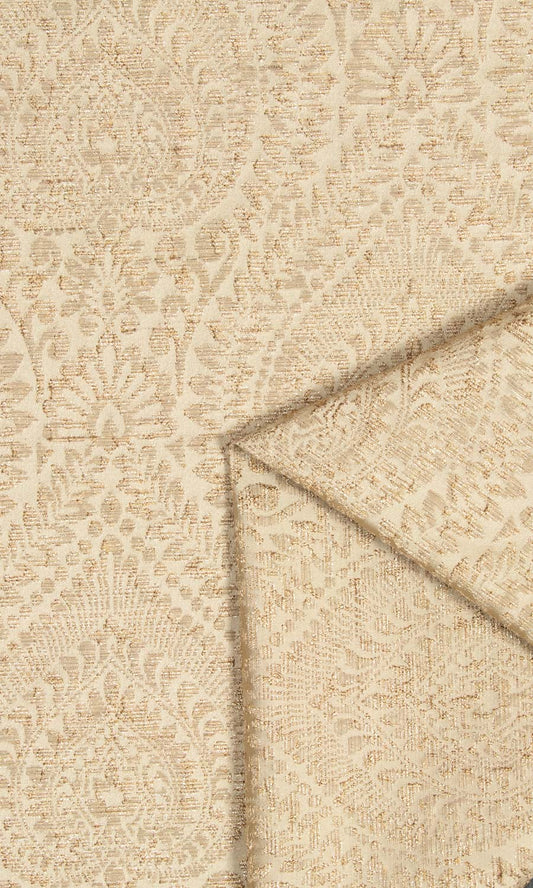 Textured Floral Window Curtains (Beige)