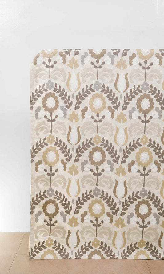 Floral Home Decor Fabric Sample (Beige/ Brown/ White)