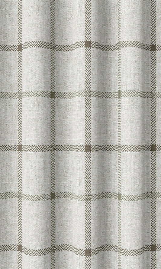 Modern Check Patterned Home Decor Fabric Sample (Linen White)