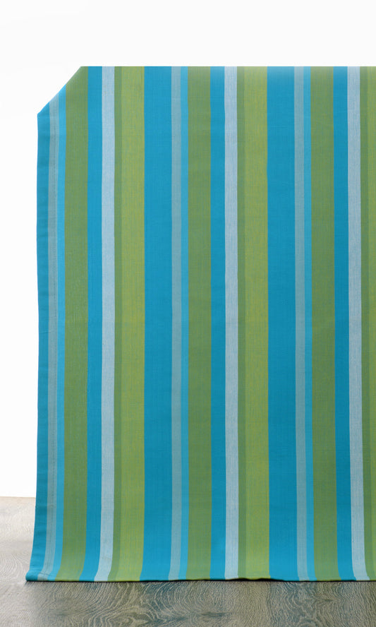 Cotton Roman Shades (Green/ Blue)