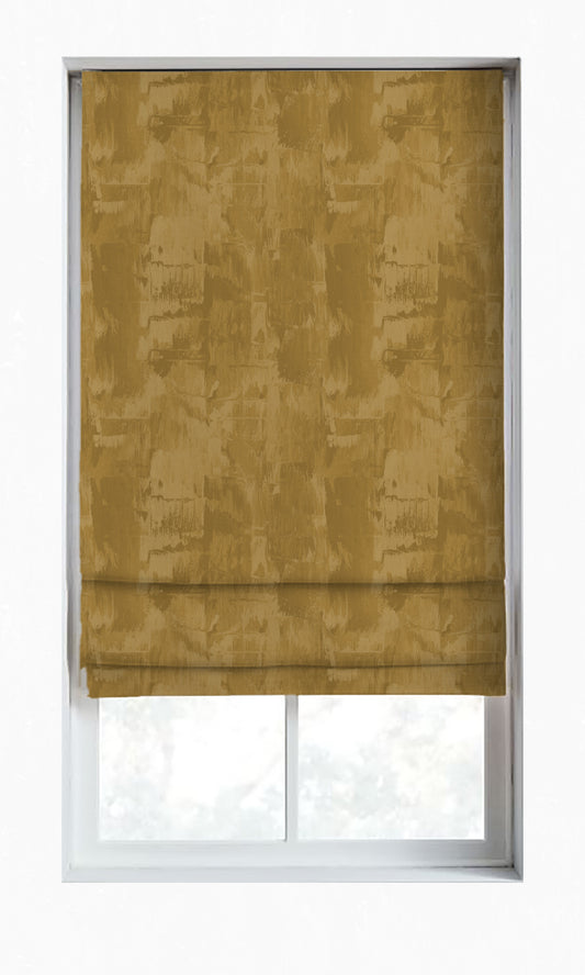 Dimout Striped Home Décor Fabric Sample (Ochre Yellow/ Brown)