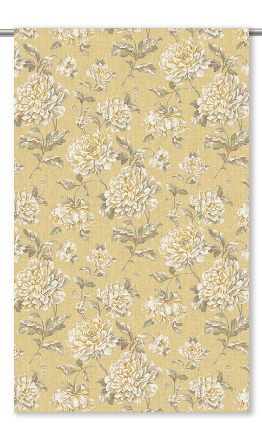 Modern Floral Home Decor Fabric By the Yard (Eggnog Yellow/ Cream/ Sage Gray)