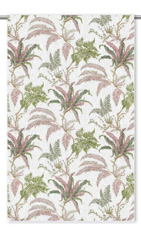 Botanical Home Decor Fabric By the Yard (Off-White/ Leaf Green/ Pink)
