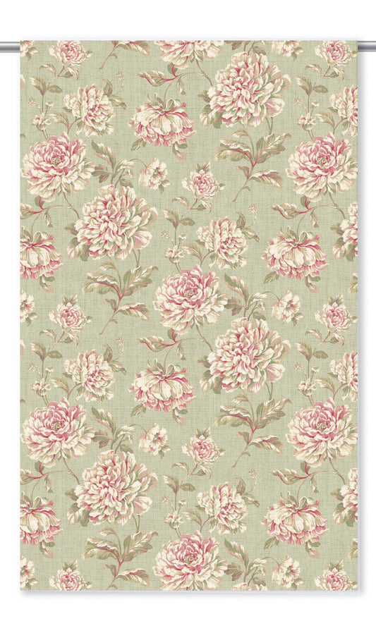 Modern Floral Home Decor Fabric By the Yard (Sage Green/ Magenta/ Cream)