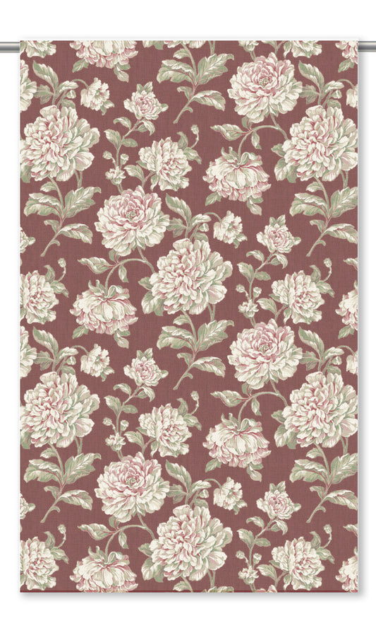 Modern Floral Home Decor Fabric By the Yard (Burgundy/ Cream/ Sage Green)
