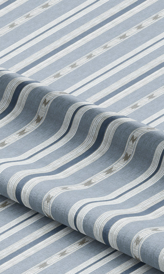 Striped Home Decor Fabric By the Yard (Cornflower Blue/ White)