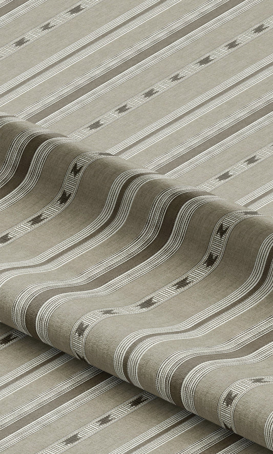 Striped Curtain Panels (Taupe Gray/ Chocolate Brown)