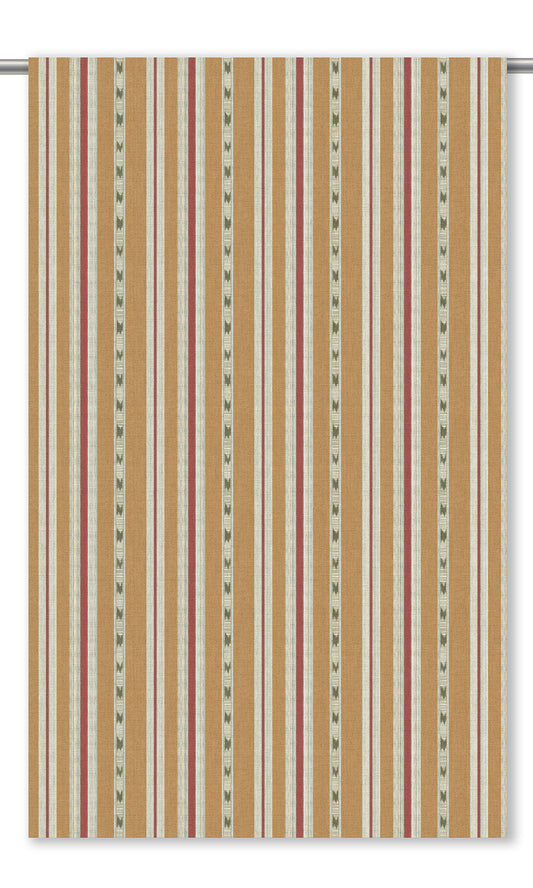 Striped Home Decor Fabric By the Yard (Ochre Yellow/ Maroon)