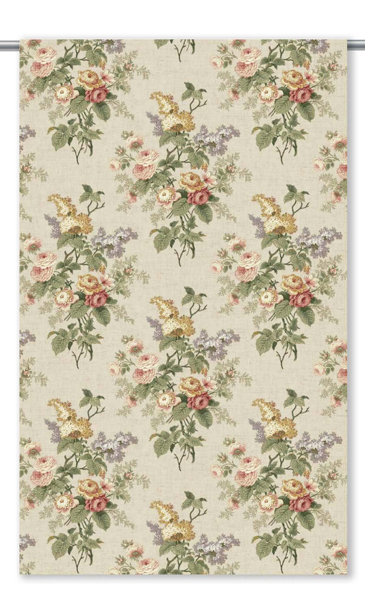 English Floral Home Decor Fabric Sample (Beige/ Olive Green/ Red)