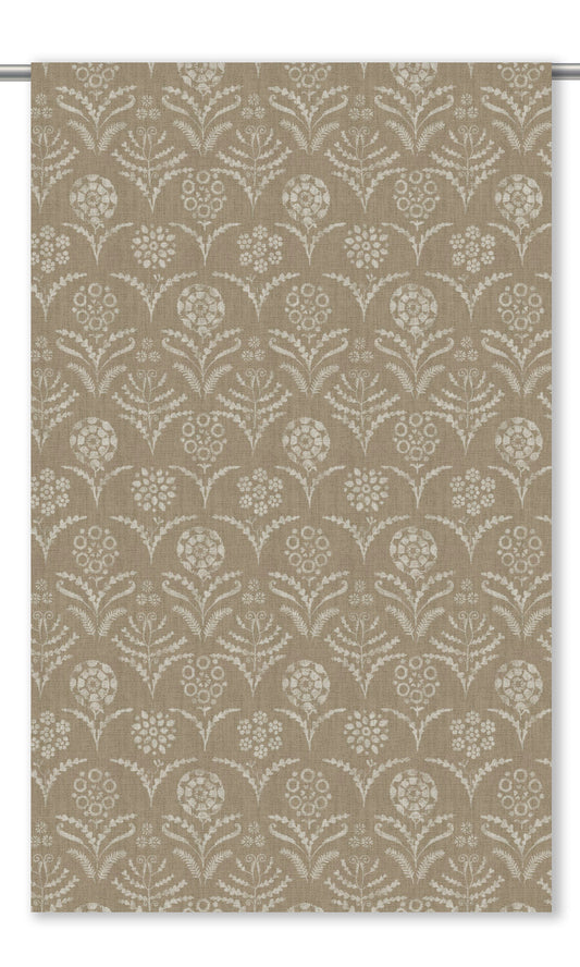 Floral Block Print Home Decor Fabric By the Yard (Tortilla Brown/ Cream)