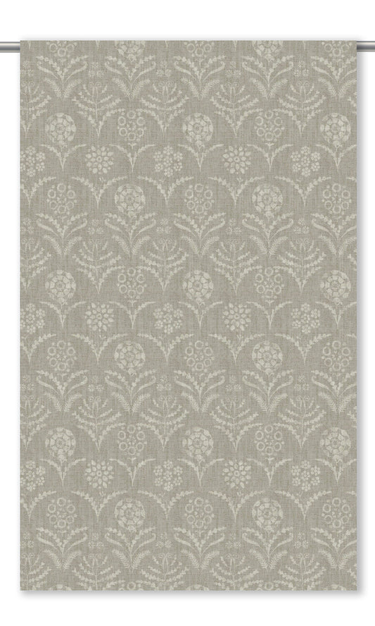 Floral Block Print Home Decor Fabric By the Yard (Greige/ Cream)
