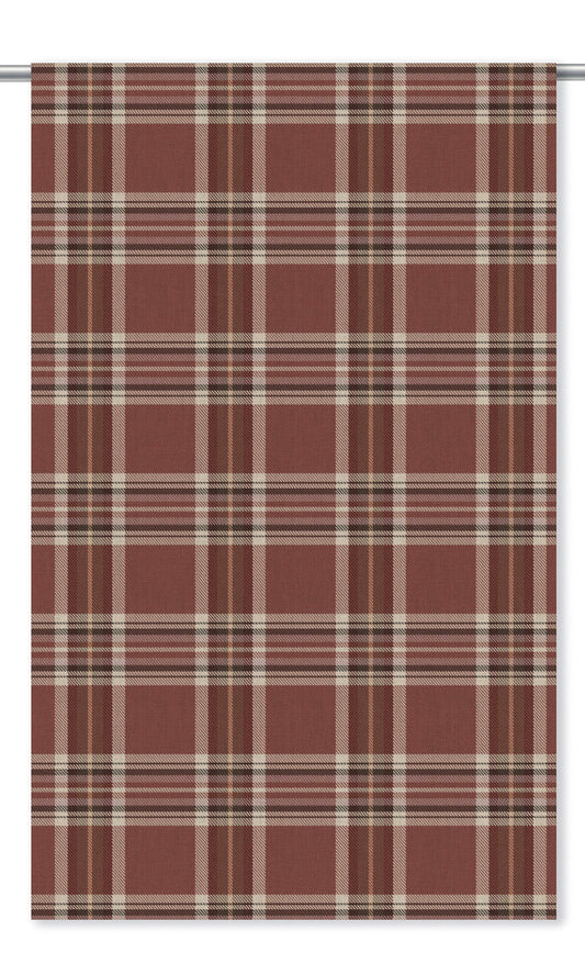 Tartan Plaid Window Curtains (Rust Red/ Brown)