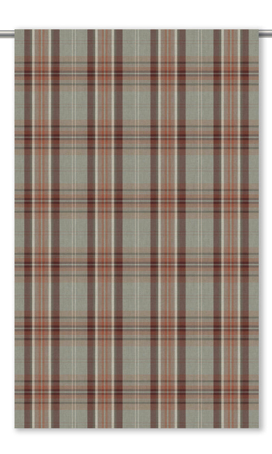 Tartan Plaid Window Curtains (Sage Gray/ Maroon Red)