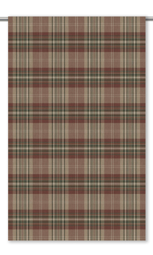 Tartan Plaid Home Decor Fabric Sample (Russet Red/ Tan/ Green)