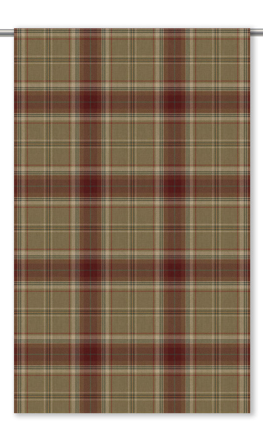 Tartan Plaid Home Decor Fabric Sample (Olive Green/ Maroon Red)