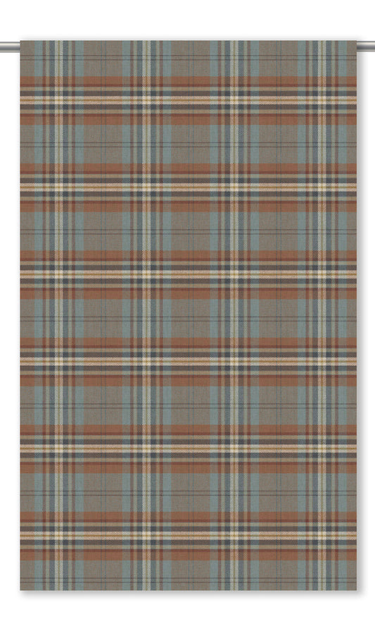 Tartan Plaid Home Decor Fabric By the Yard (Stone Blue/ Rusty Orange)