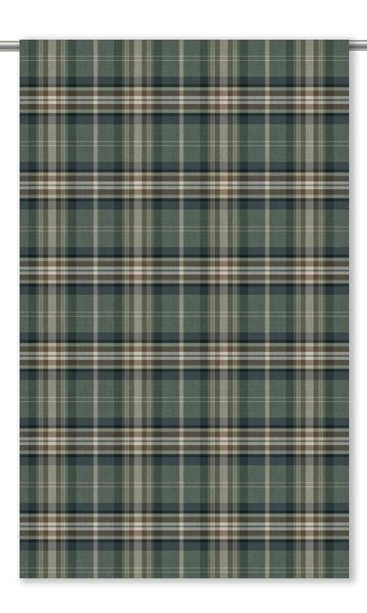 Tartan Plaid Home Decor Fabric By the Yard (Teal Green/ Navy Blue)