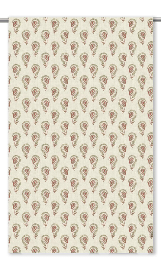 Floral Paisley Home Decor Fabric By the Yard (Ivory-Beige/ Maroon)