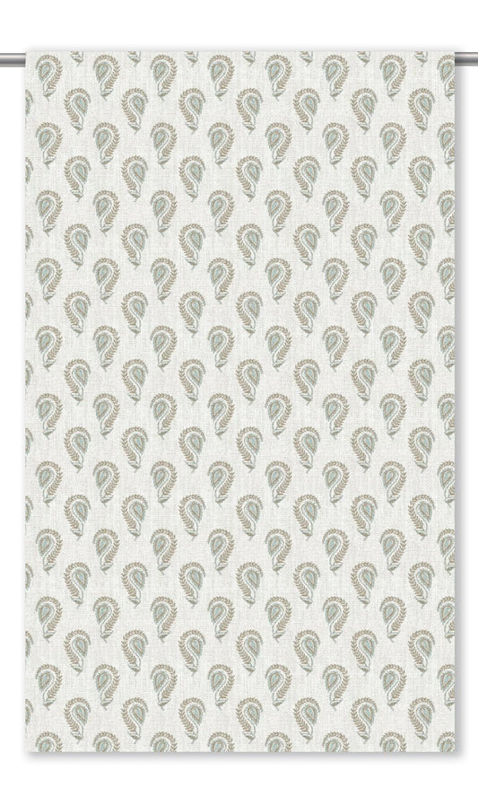 Floral Paisley Home Decor Fabric By the Yard (Warm White/ Powder Blue)