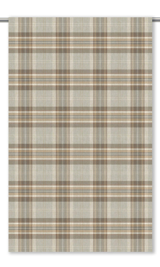 Tartan Plaid Home Decor Fabric By the Yard (Greige/ Coffee Brown)