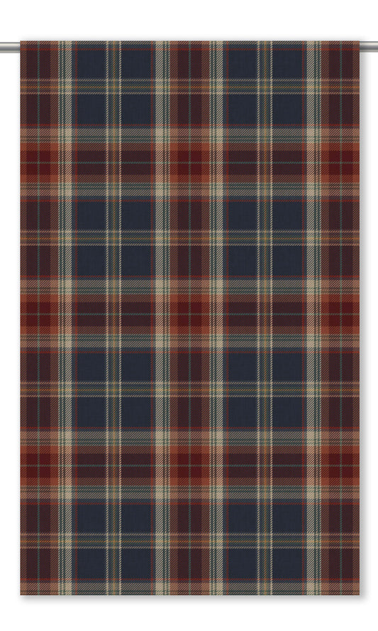Tartan Plaid Home Decor Fabric By the Yard (Navy Blue/ Brick Red)