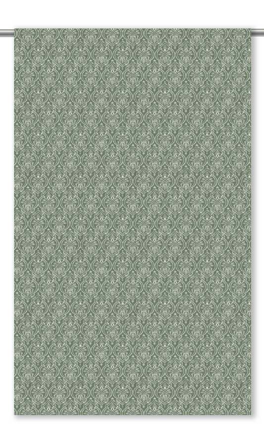 Floral Damask Window Curtains (Sage Green)