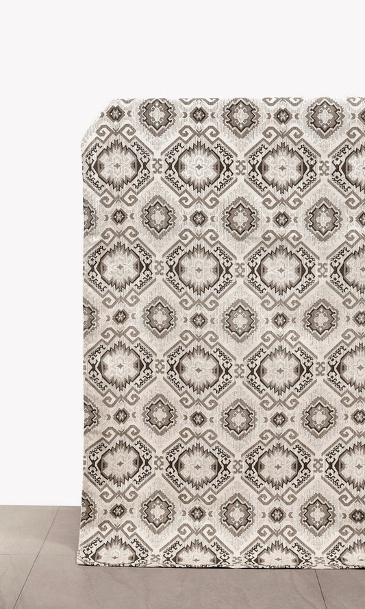 Aztec Print Drapes (Deep Beige/ Charcoal)
