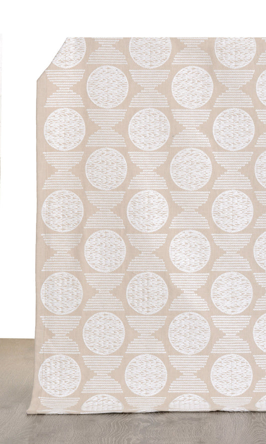 Geometric Patterned Home Decor Fabric Sample (Beige/ White)