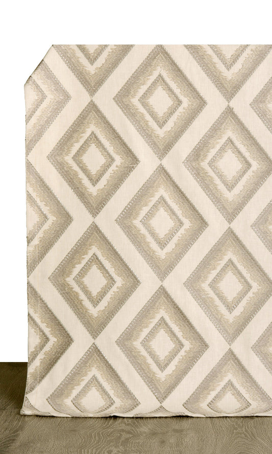 Diamond Patterned Roman Shades (Beige/ Brown)