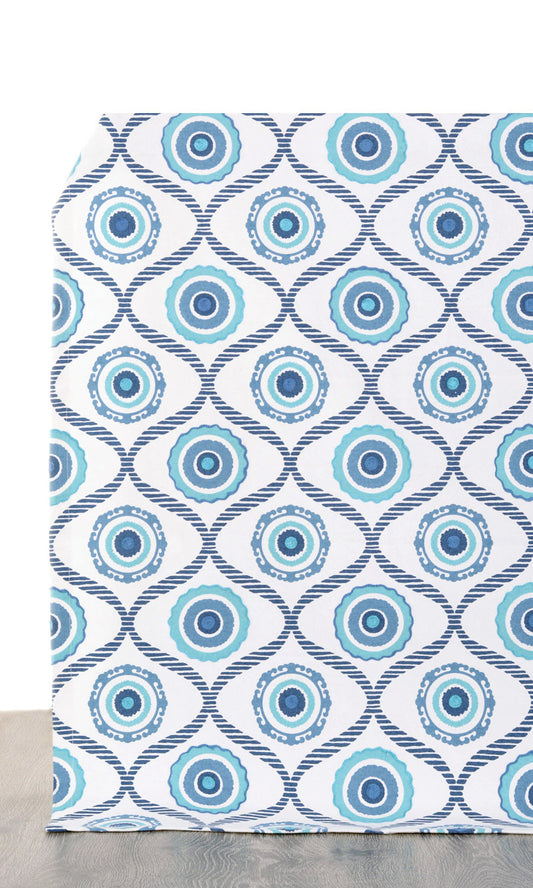 Printed Home Decor Fabric Sample (Blue/ White)