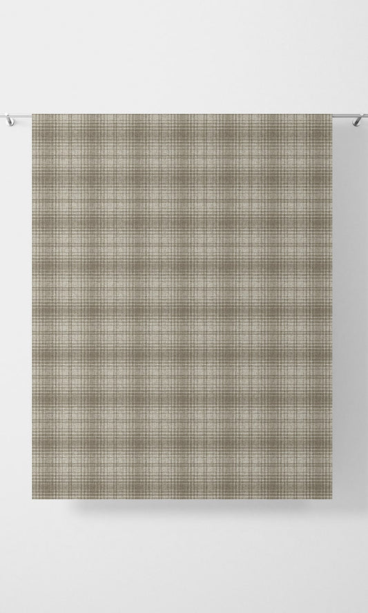 Plaid Patterned Drapery (Beige/ White)