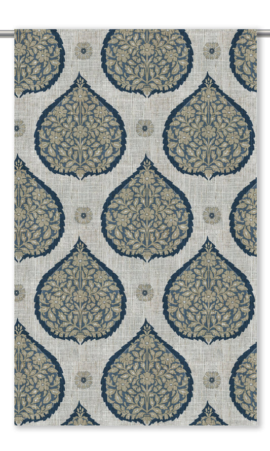 Paisley Home Décor Fabric By the Yard (Navy Blue/ Beige)