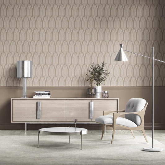 Neutral Paisley Floral Traditional Wallpaper (Beige/ Taupe/ Warm Gray)