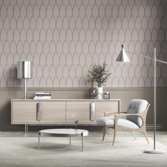 Neutral Paisley Floral Traditional Wallpaper (Taupe Gray/ Greige)