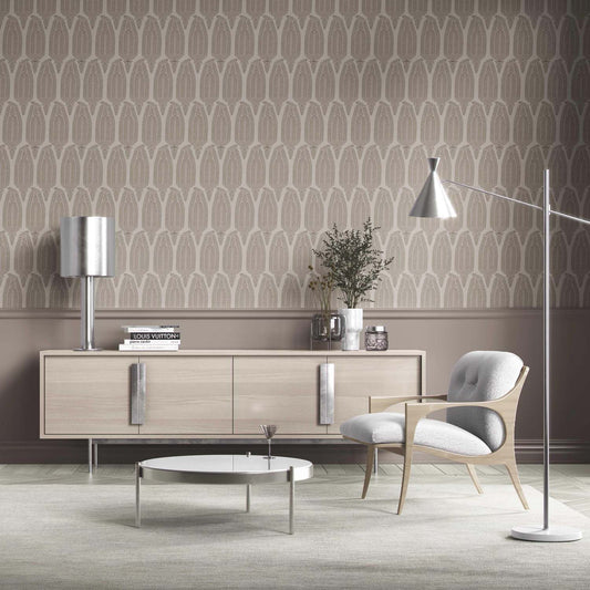 Neutral Paisley Floral Traditional Wallpaper Sample (Greige/ Taupe/ Warm Gray)