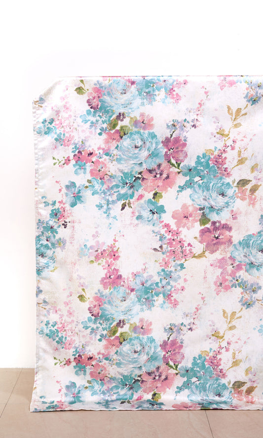 Floral Home Decor Fabric Sample (Pink/ Blue/ White)