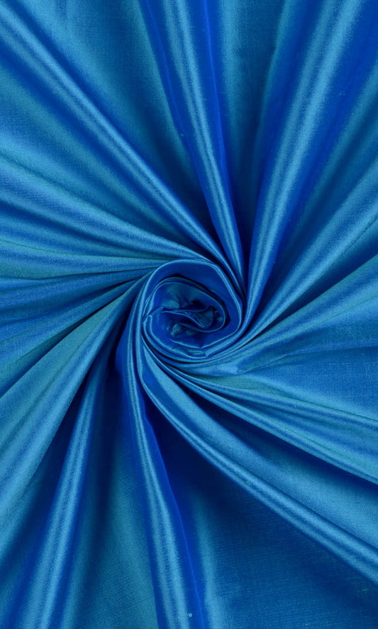 Shantung Silk Window Shades (Azure Blue)