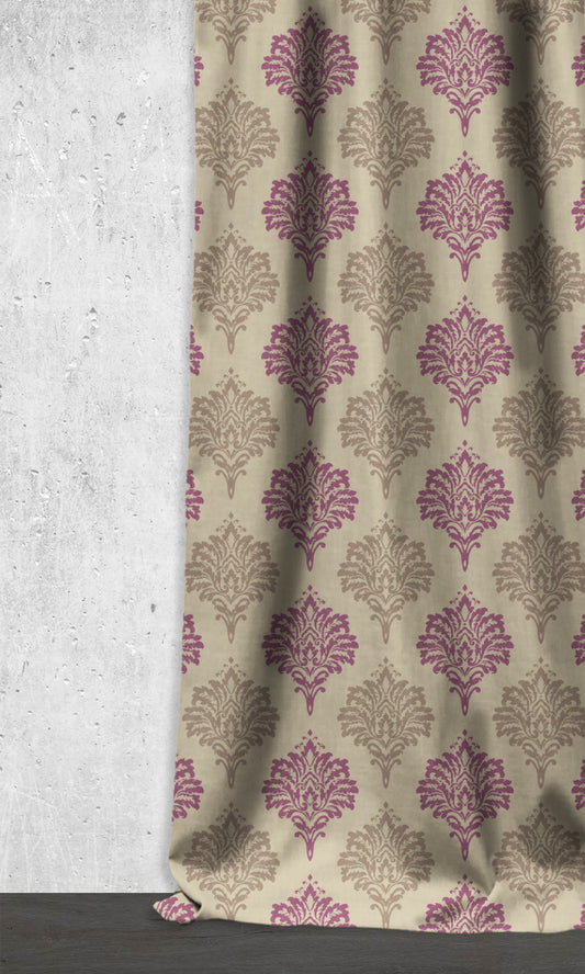 Damask Patterned Drapery (Lilac/ Grey)